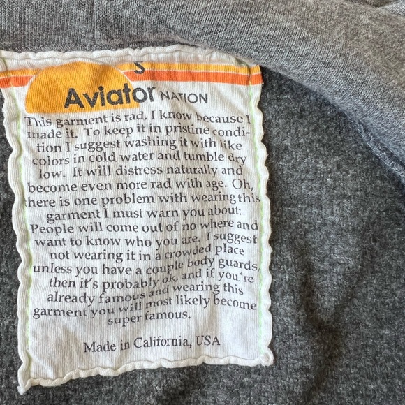 Aviator Nation 5 Stripe Hoodie in Charcoal - Small - Picture 8 of 8